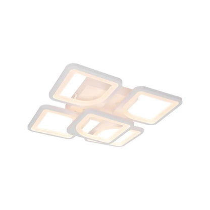 Lustra LED cu telecomanda NELY, 96W, 5 Patrate, lumina Rece/Calda/Neutra, Dimabila, Alb