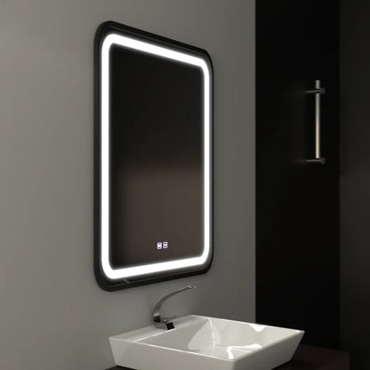 Oglinda LED Rectangulara 60x80cm - Taglio Touch Sistem Dezaburire, Rama Neagra