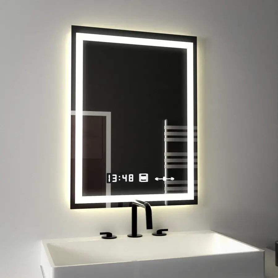 Oglinda LED Rectangulara 45x60cm – Vérité MotionGlow Marcello, Sistem Dezaburire, Termometru & Ceas, Dimabila