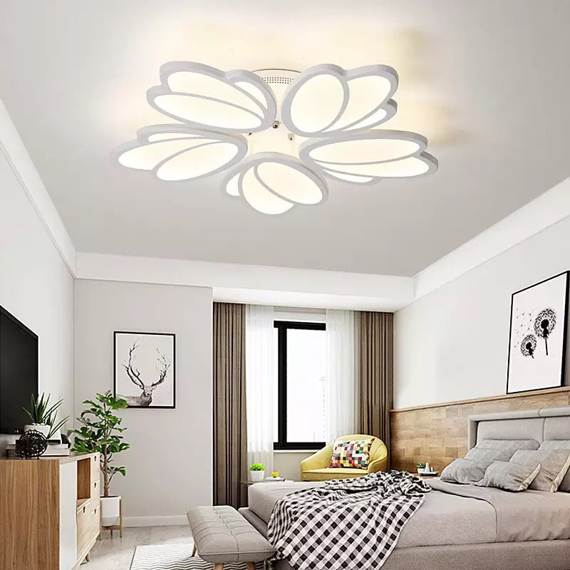 Lustra LED cu telecomanda DAISY, 73W, 5 Petale, lumina Rece/Calda/Neutra, Dimabila, Alb