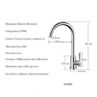 Baterie Bucatarie, Inox SUS304, Satinat, CF001 -RESIGILAT-