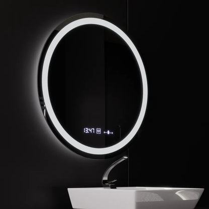 Oglinda LED Rotunda 80 – Celeste MotionGlow Marcello, Sistem Dezaburire, Termometru & Ceas, Dimabila