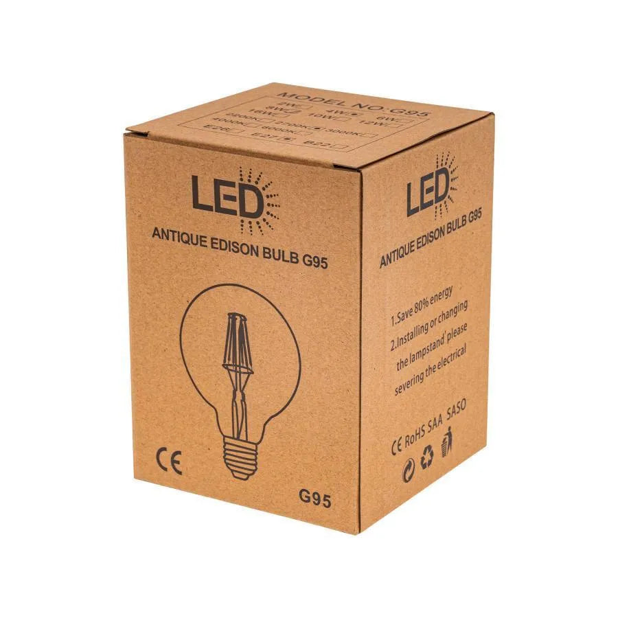 Bec LED G95, E27, 8W, 2700K