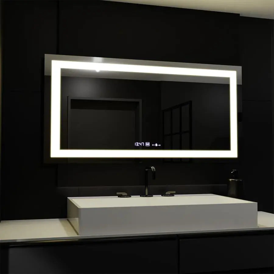 Oglinda LED Rectangulara 160x80cm – Lumière MotionGlow Marcello, Sistem Dezaburire, Termometru & Ceas, Dimabila