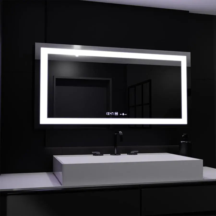 Oglinda LED Rectangulara 160x80cm – Vérité MotionGlow Marcello, Sistem Dezaburire, Termometru & Ceas, Dimabila