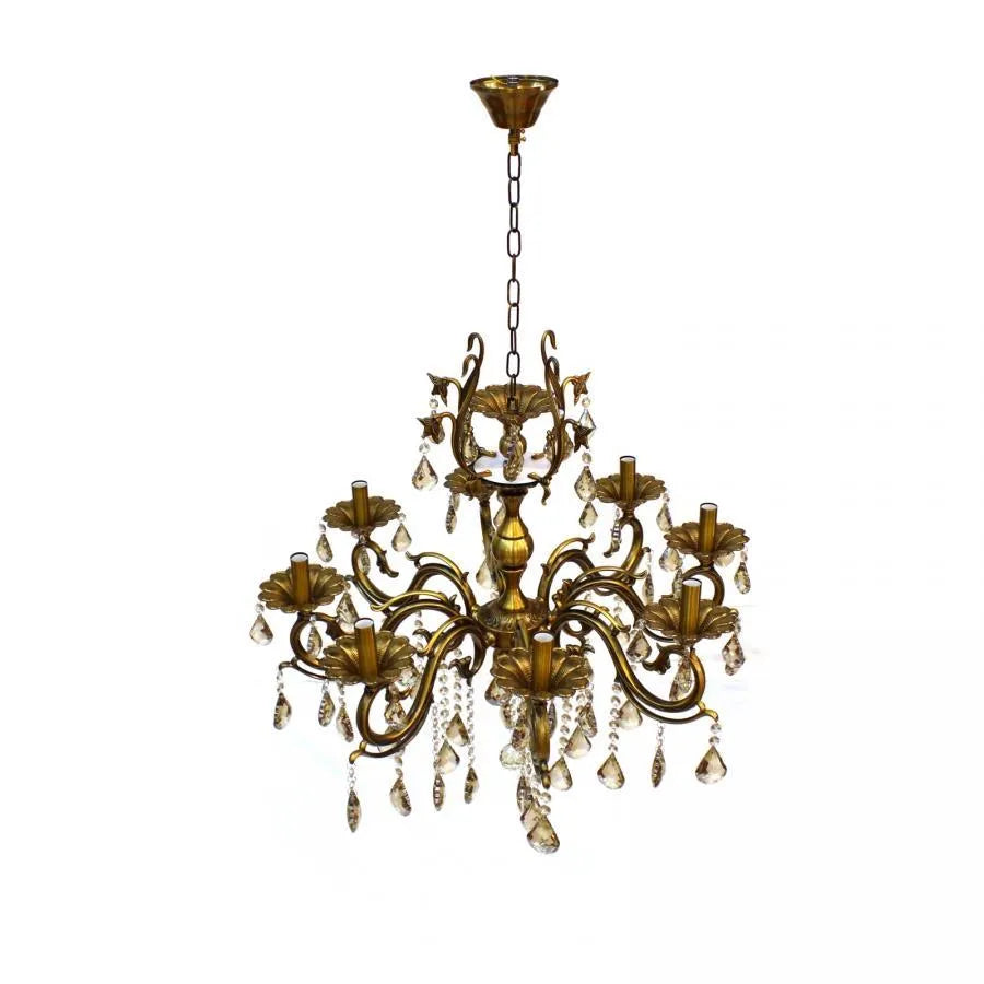 Candelabru Colibri, 8*E14, Alama Antichizata, Metal si Cristal