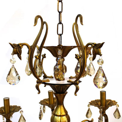 Candelabru Colibri, 8*E14, Alama Antichizata, Metal si Cristal