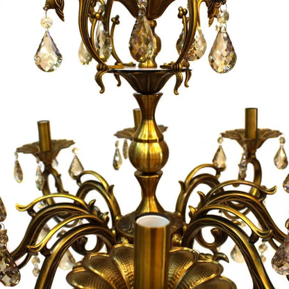 Candelabru Colibri, 8*E14, Alama Antichizata, Metal si Cristal