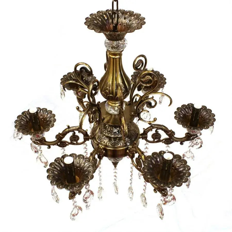 Candelabru Cristal Adler, 6*E14, Alama Antichizata, Metal si Cristal