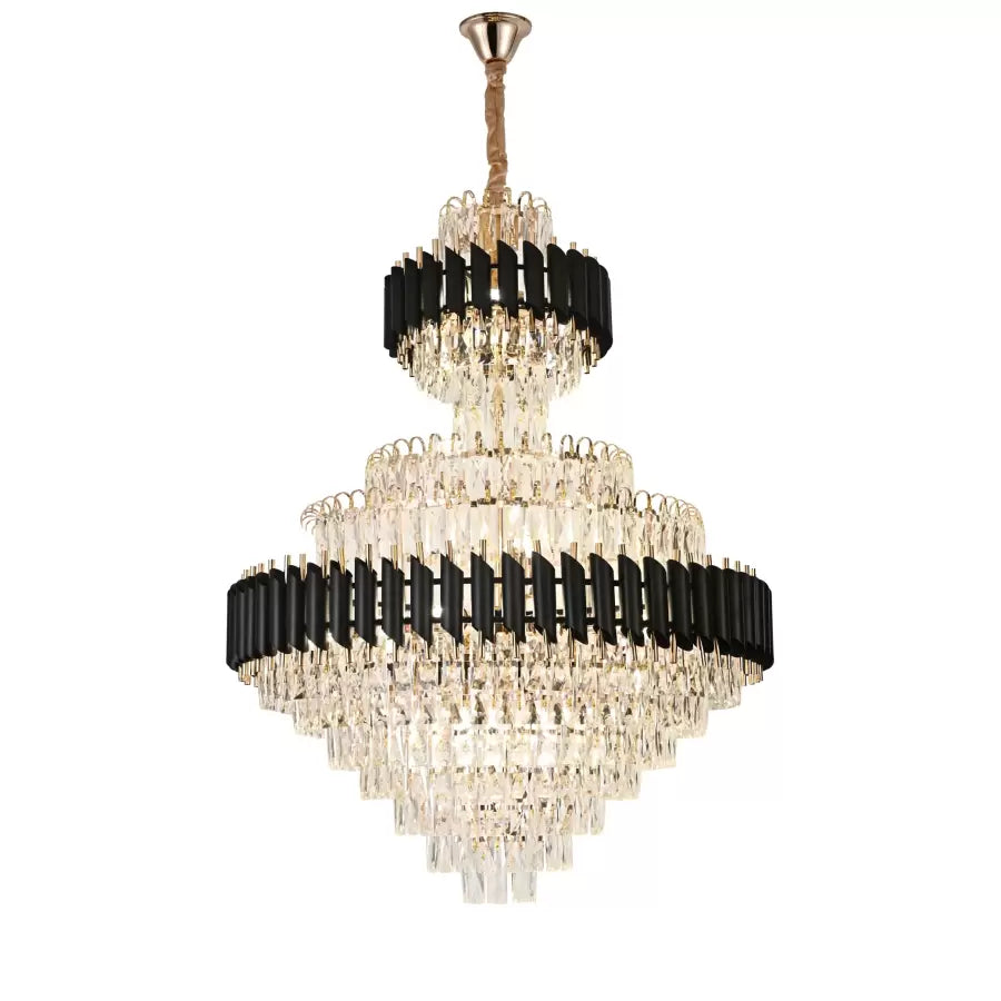 Candelabru Cristal VERSAILLES Imperial, 20x E27, 80cm, Auriu si Negru, Design Grandios, Iluminat de Lux