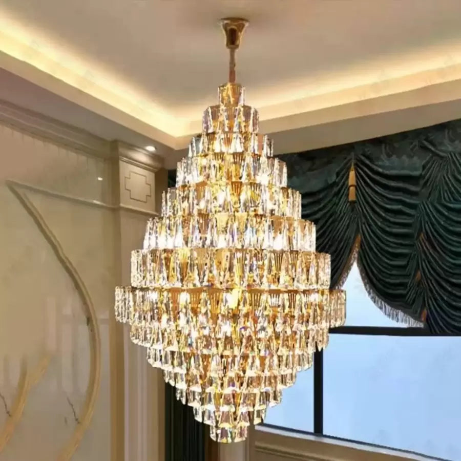 Candelabru Cristal Eliseo 15x E14 Auriu