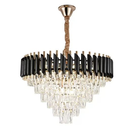 Candelabru Cristal Isaac 8x E27 Diametru 60 cm Auriu Negru