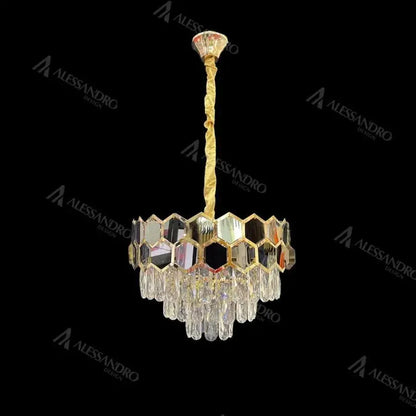 Candelabru Cristal Melih 5x E27 Diametru 40cm Auriu Negru