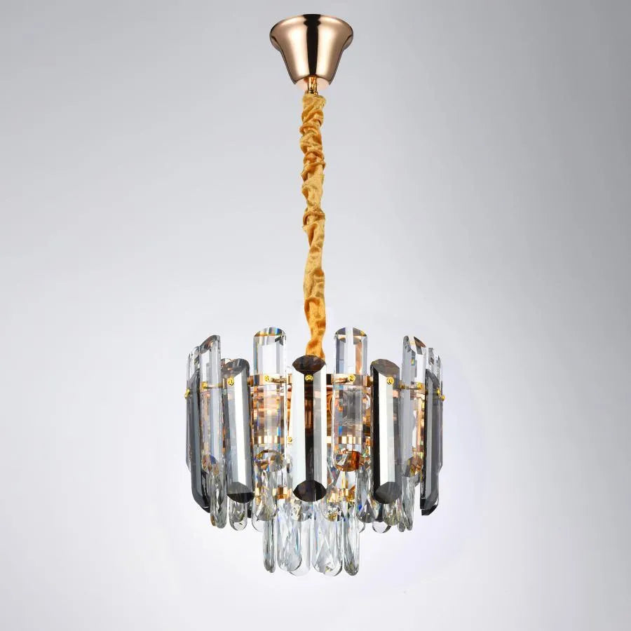 Candelabru Eran 4*E27, Metal si Cristal, Auriu