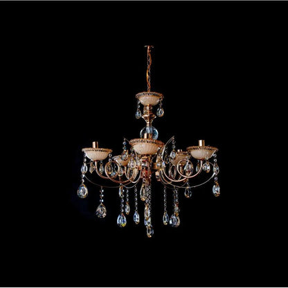 Candelabru Giala, 5*E14, Auriu, Metal si Cristal