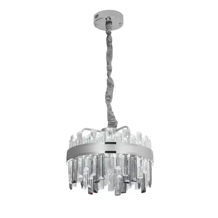 Candelabru LED Cristal cu Telecomanda Miguel 92W Dimabil Argintiu