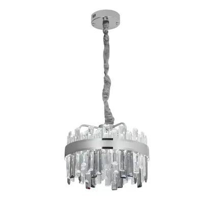 Candelabru LED Cristal cu Telecomanda Miguel 92W Dimabil Argintiu