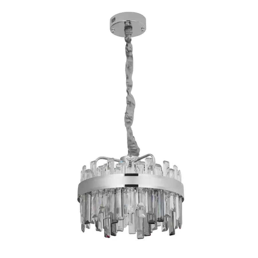 Candelabru LED Cristal cu Telecomanda Miguel 92W Dimabil Argintiu