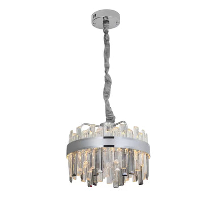 Candelabru LED Cristal cu Telecomanda Melvin 112W Dimabil Diametru 50cm Argintiu