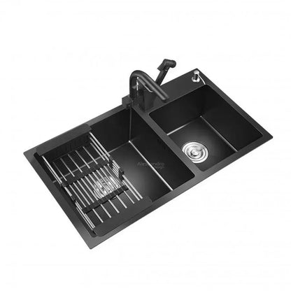 Chiuveta Bucatarie Inox, 75x45x21 cm, Cu accesorii, Negru Grafit