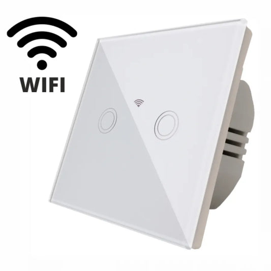 Intrerupator Touch Dublu WI-FI Sticla Securizata Alb