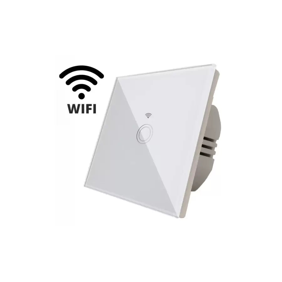 Intrerupator Touch Simplu WI-FI Sticla Securizata Alb