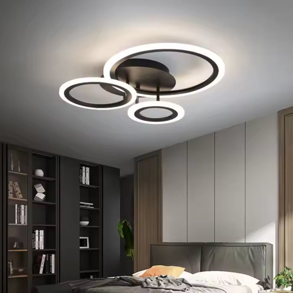 Lustra LED cu Telecomanda BETTY, 41W, 3 Cercuri, lumina Rece/Calda/Neutra, Dimabila, Negru