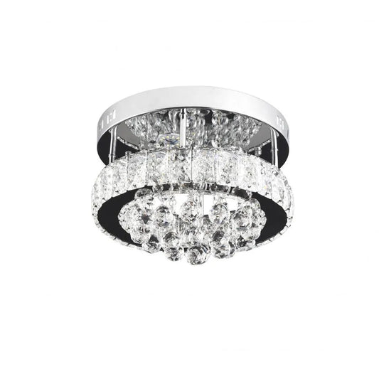 Lustra LED Abel, 24W, Lumina Rece/Calda/Neutra, Crom si Cristal