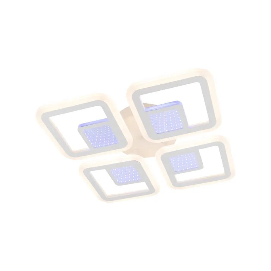 Lustra LED Chai 3D cu Telecomanda, 104W, 2.4GHz, Dimabila, RGB, Acril, Alb