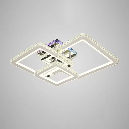 Lustra LED Cristal RGB cu Telecomanda Justin 106W Dimabila Argintiu