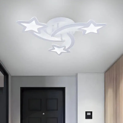 Lustra LED cu telecomanda STAR, 56W, 3 Stele, lumina Rece/Calda/Neutra, Dimabila, Alb