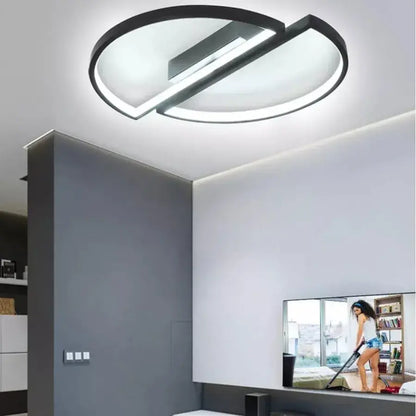 Lustra LED VECTOR Arcus, Semicercuri, 35W, Metalic, Dimabila, Lumina Rece/Calda/Neutra, Negru, Design Minimal