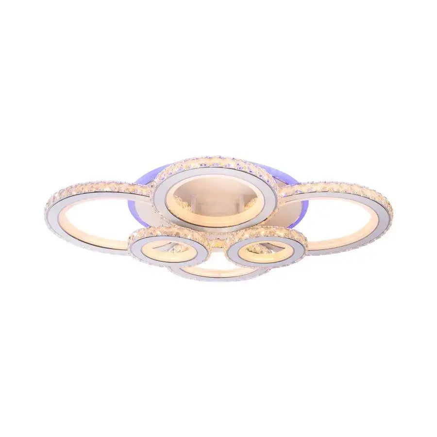 Lustra LED RGB cu telecomanda CIRCULIS, 154W, 6 Cercuri, lumina Rece/Calda/Neutra, Dimabila, Alb