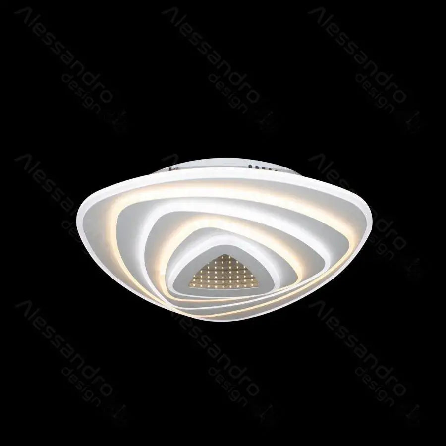 Lustra LED cu Telecomanda 3D Ruxandra, 77W, Dimabila, Alb -RESIGILAT