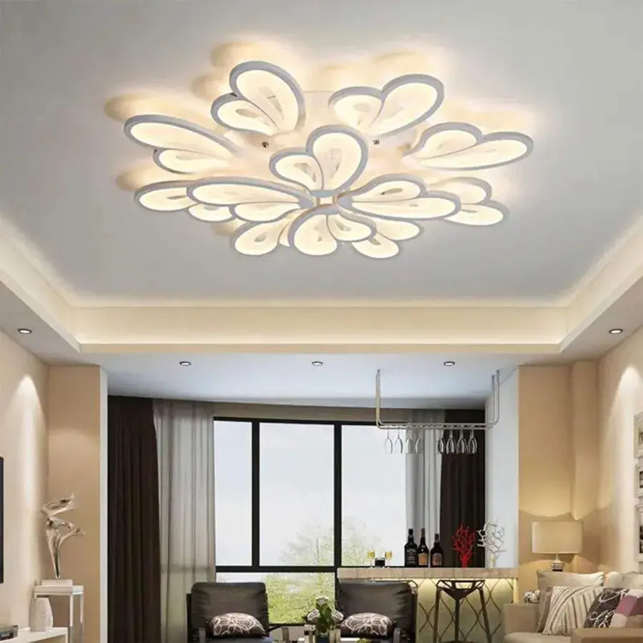 Lustra LED cu telecomanda BLOSSOM Grand, 143W, 12 Petale, lumina Rece/Calda/Neutra, Dimabila, Alb