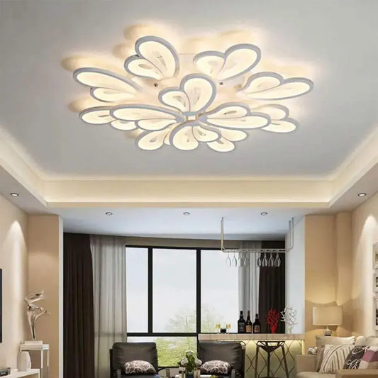 Lustra LED cu telecomanda BLOSSOM Grand, 143W, 12 Petale, lumina Rece/Calda/Neutra, Dimabila, Alb