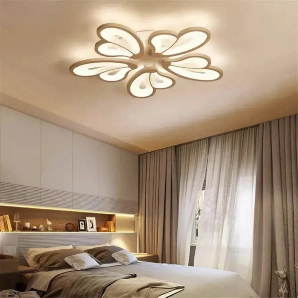 Lustra LED cu telecomanda BLOSSOM, 60W, 5 Petale, lumina Rece/Calda/Neutra, Dimabila, Alb