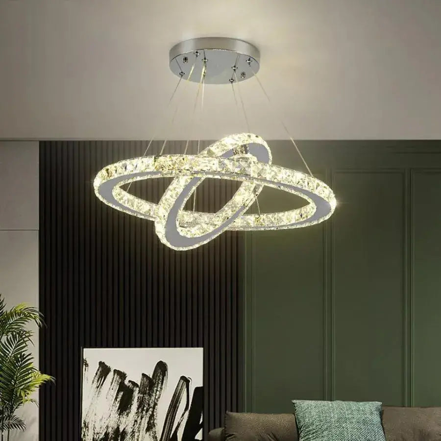 Lustra LED cu Telecomanda Helen, 58W, Lumina Rece/Calda/Neutra, Dimabila, Metal si Cristal