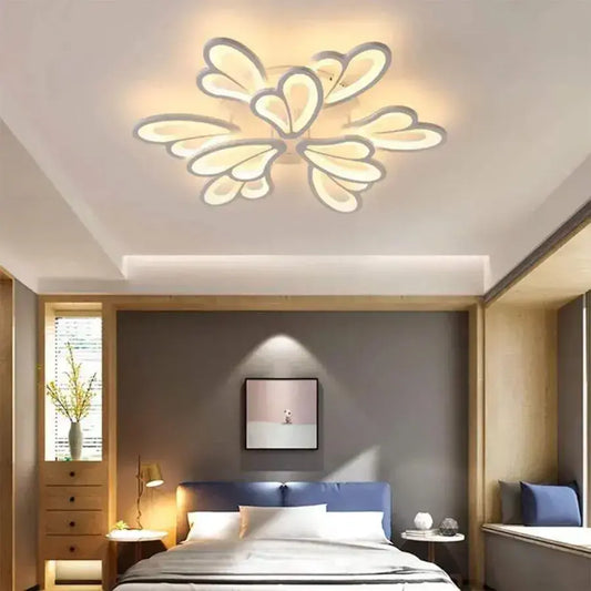 Lustra LED cu telecomanda BLOSSOM Grand, 107W, 9 Petale, lumina Rece/Calda/Neutra, Dimabila, Alb