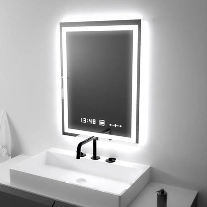 Oglinda LED Senzor MotionGlow Venero cu functie Dezaburire Termometru Ceas 45x60 cm Lumina Rece/Calda/Neutra Dimabila, colectia Marcello Funghi