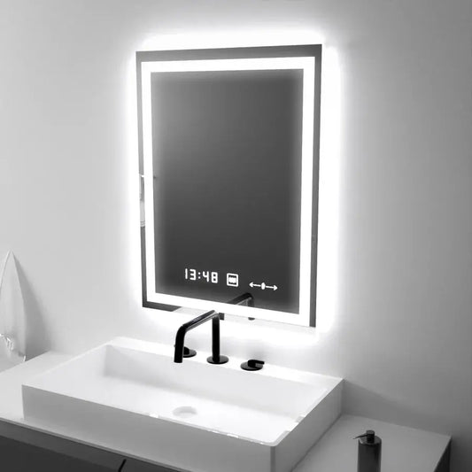 Oglinda LED Rectangulara 45x60cm – Vérité MotionGlow Marcello, Sistem Dezaburire, Termometru & Ceas, Dimabila