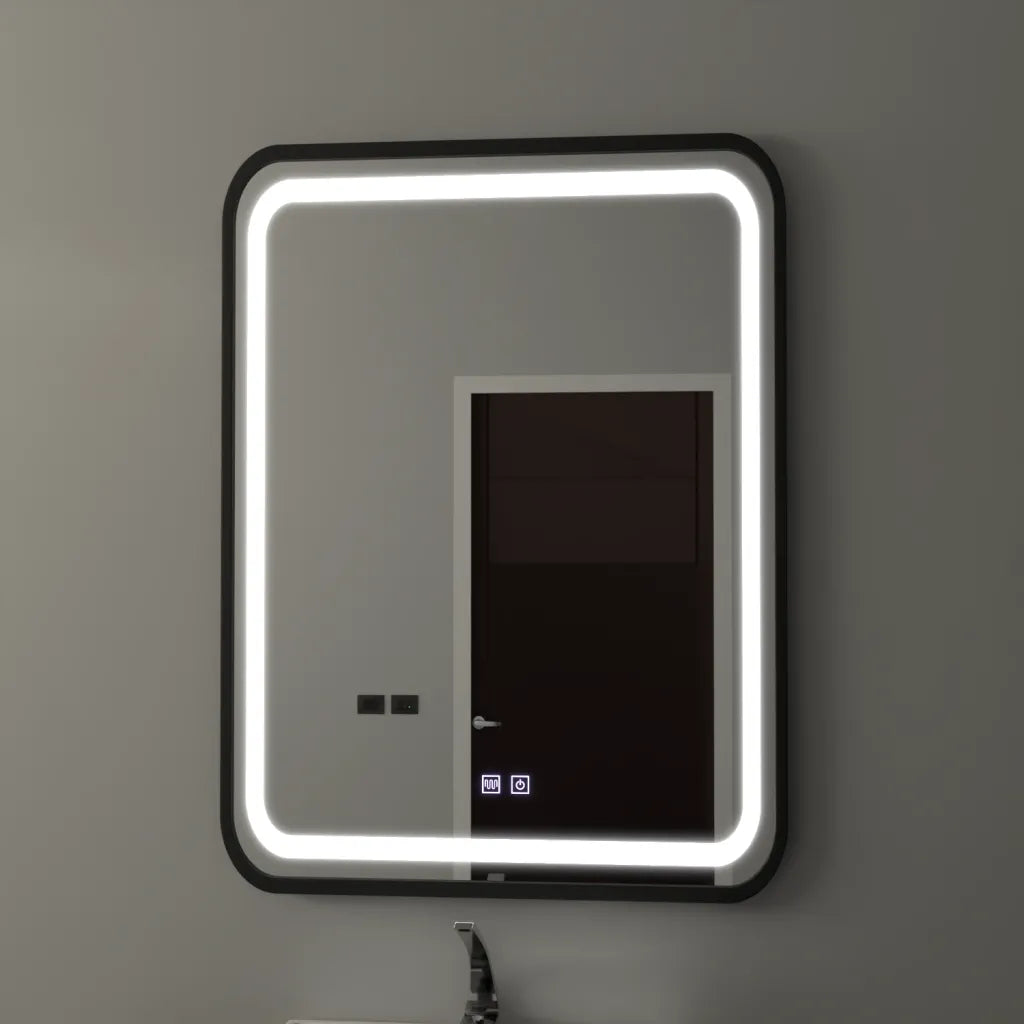 Oglinda LED Rectangulara 60x80cm - Taglio Touch Sistem Dezaburire, Rama Neagra