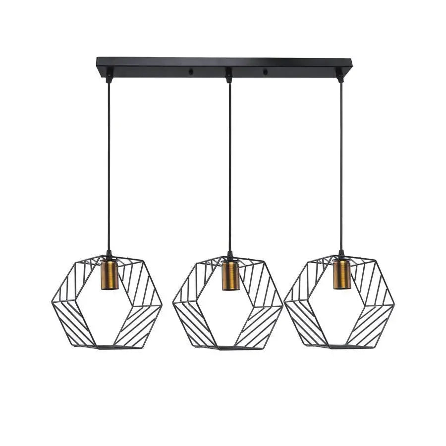 Pendul Hexagonia 3x E27 Negru