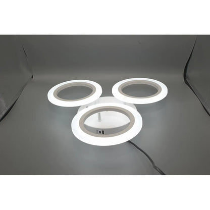 Lustra LED Crina 3 Cercuri 24W, 4000K, Acril, Alb