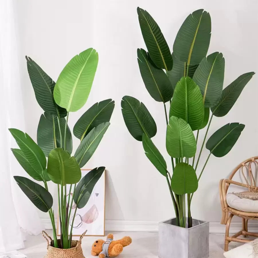 Planta Artificiala Pasarea Paradisului (Strelitzia Nicolai), 11 Frunze, fara Ghiveci, 160cm Verde