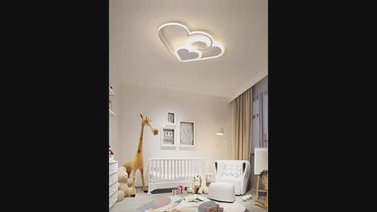 Lustra LED cu Telecomanda AMI, 50W, 3 Inimi, lumina Rece/Calda/Neutra, Dimabila, Alb