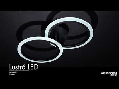 Lustra LED cu Telecomanda BETTY, 28W, 2 Cercuri, lumina Rece/Calda/Neutra, Dimabila, Negru