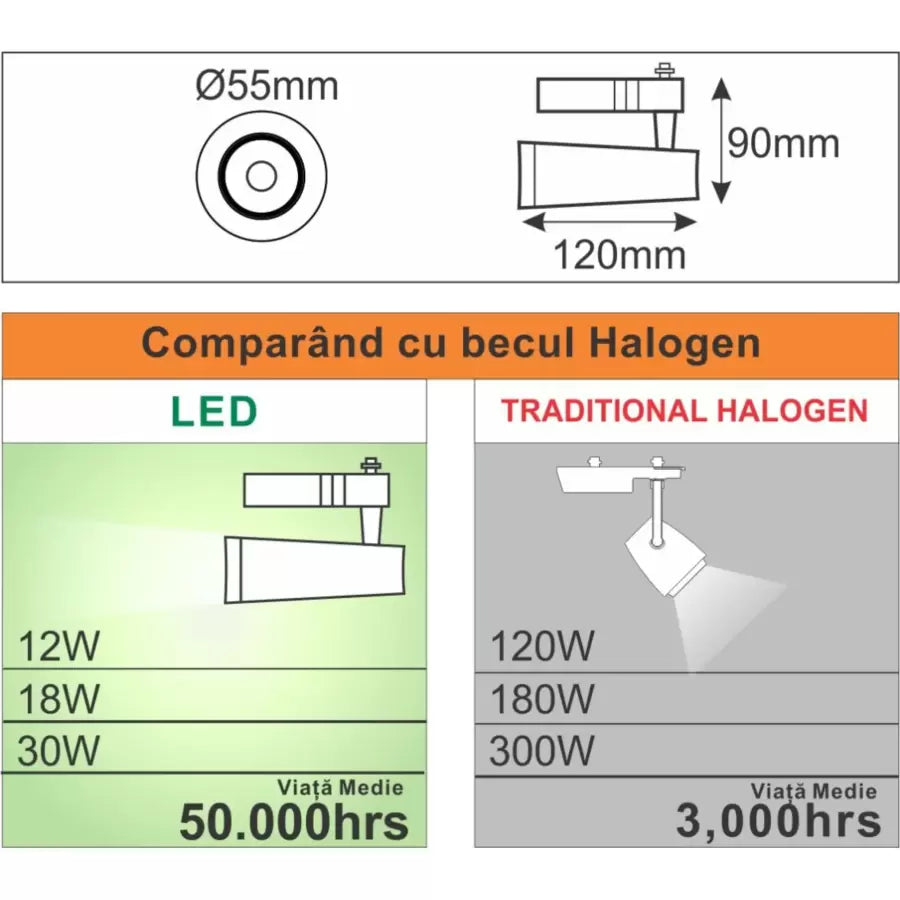 Proiector LED Sina 12W Alb