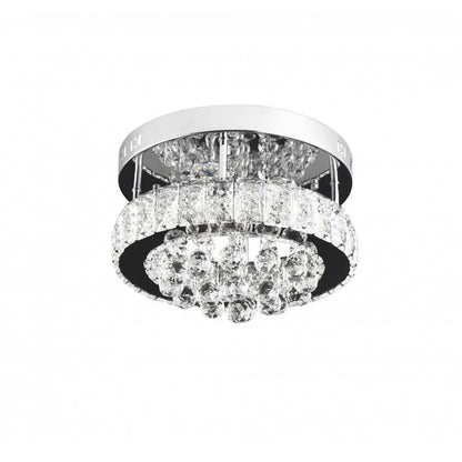 Lustra LED Abel, 22W, Lumina Rece/Calda/Neutra, Crom si Cristal