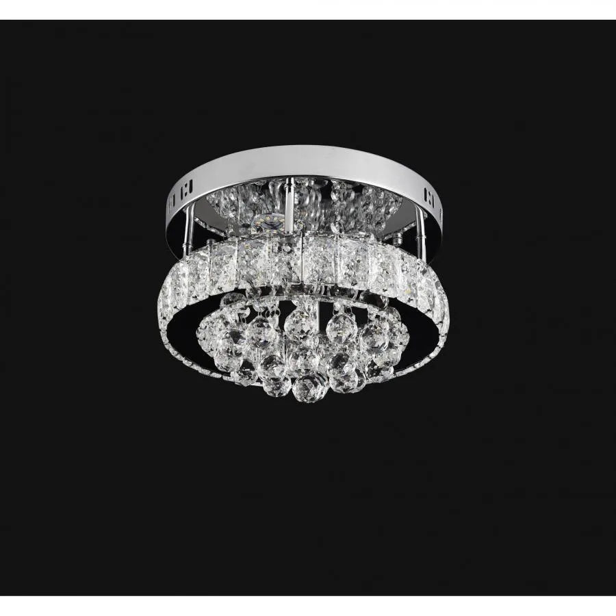 Lustra LED Abel, 22W, Lumina Rece/Calda/Neutra, Crom si Cristal